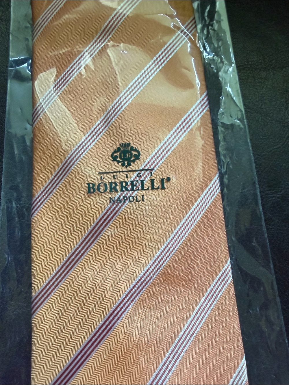 Luigi Borrelli Napoli Orange Striped Men's Silk Tie